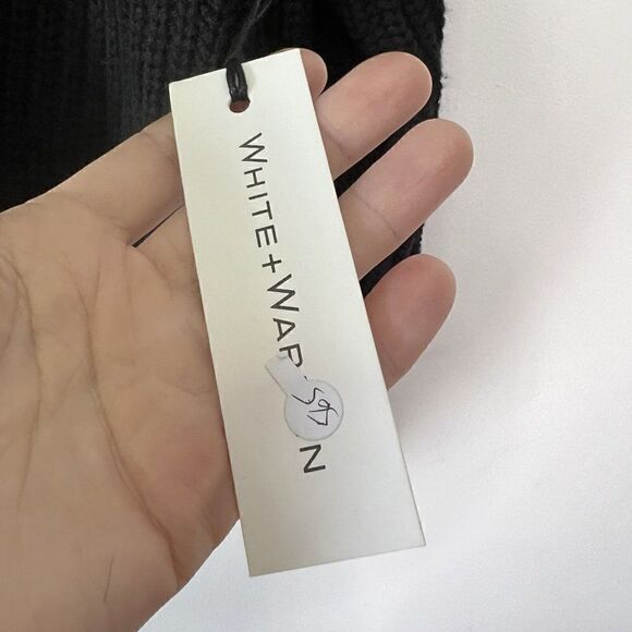 NEW White + Warren Black Chunky Knit Zip High Neck Cardigan Sweater - Picture 9 of 10